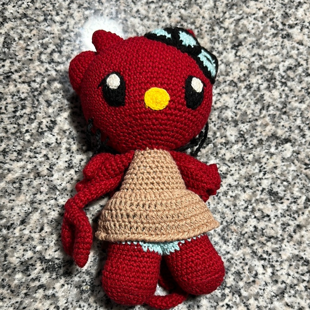 Hello Kitty Crochet Plush Red Tan Amigurumi